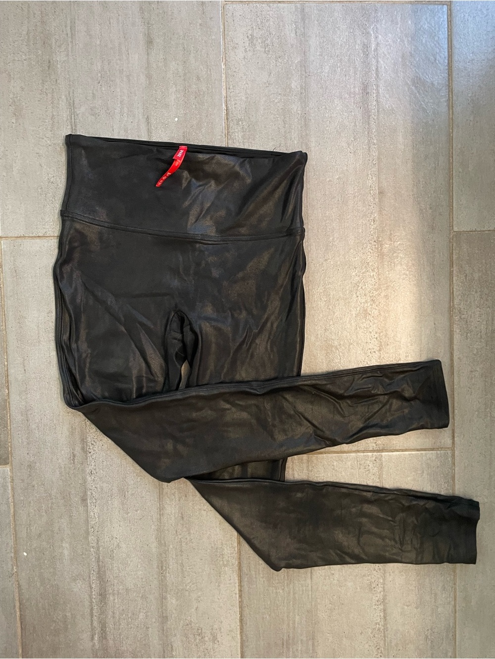 SPANX Black High-Rise Faux-Leather Leggings